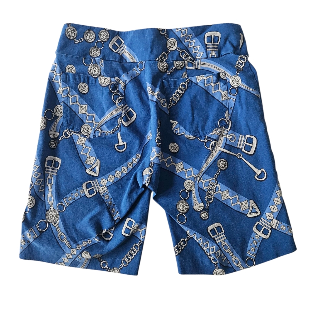 J MCLAUGHLIN Blue Equestrian Print Masie Bermuda Pull-On Shorts | SZ 2 - Picture 2 of 10
